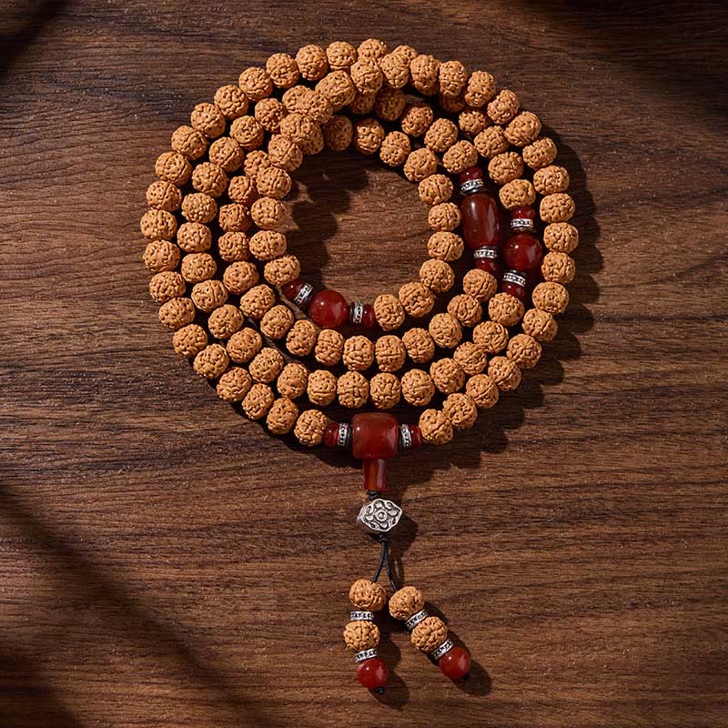 Buddha Stones Tibetan 108 Beads Bodhi Seed Three-eyed Dzi Bead Auspiciousness Mala