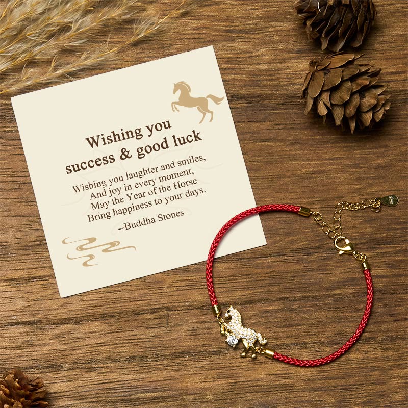 Buddha Stones Wishing You Success & Good Luck Year of the Horse String Includes Gift Message Card