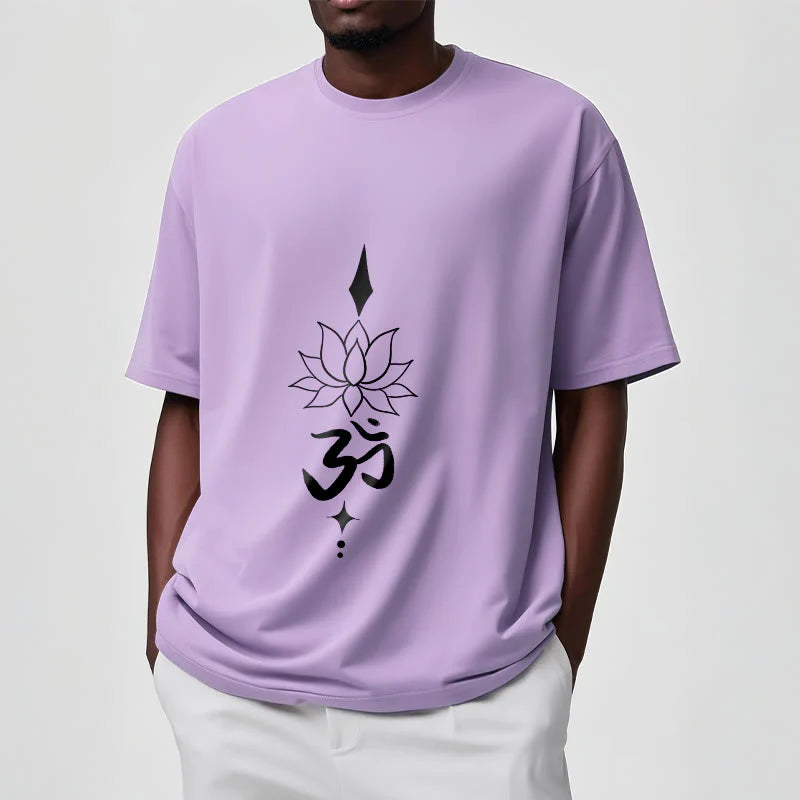 Buddha Stones Om Symbol Lotus Tee T-shirt