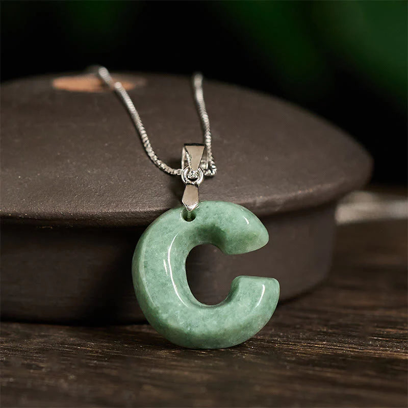 Buddha Stones May You Find Your Own Meaning Natural A-Z Letter Jade Titanium Steel Chain Necklace Includes Gift Message Card