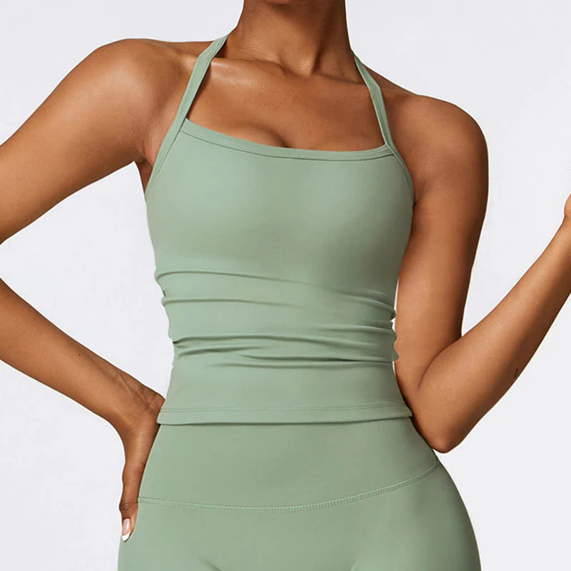 Buddha Stones Solid Color Crop Tank Top High Waist Shorts Sports Fitness Gym Yoga Outfits