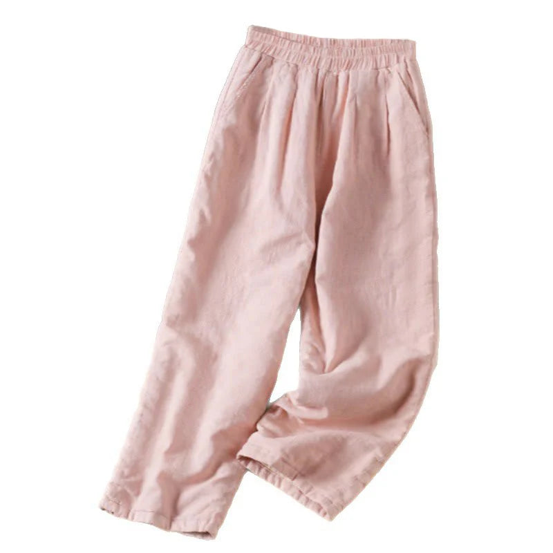 Buddha Stones Winter Plain Cotton Thermal Women's Wide Leg Pants With Pockets
