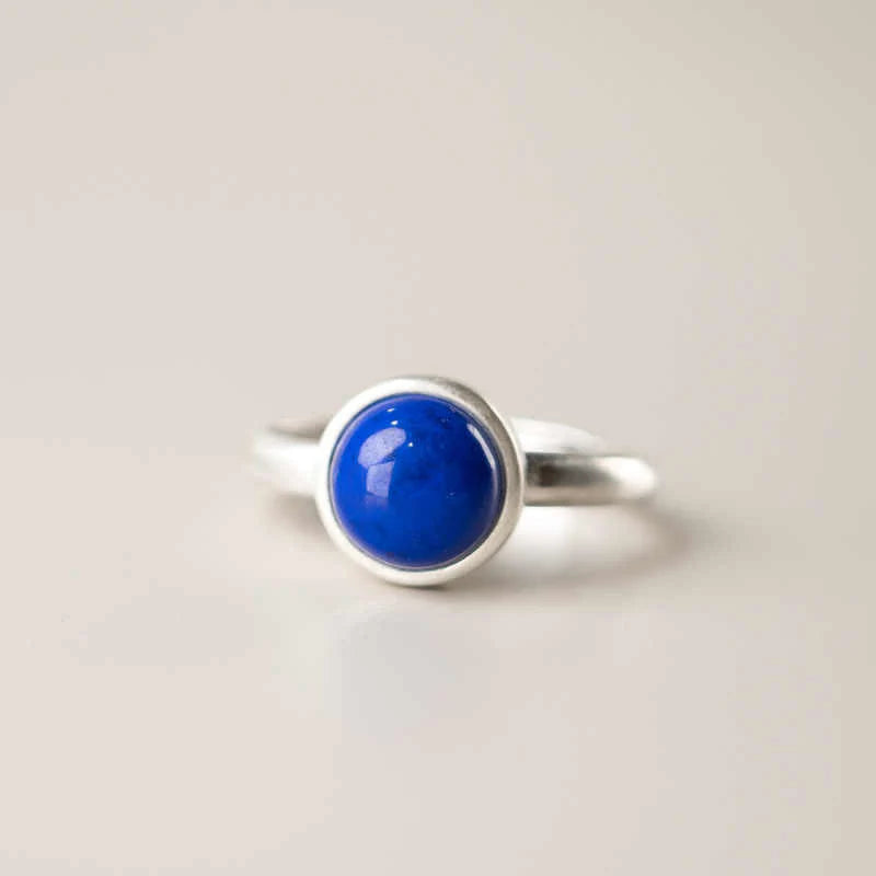 Buddha Stones Natural 925 Sterling Silver Lazurite TurquoiseÂ Adjustable Balance Ring