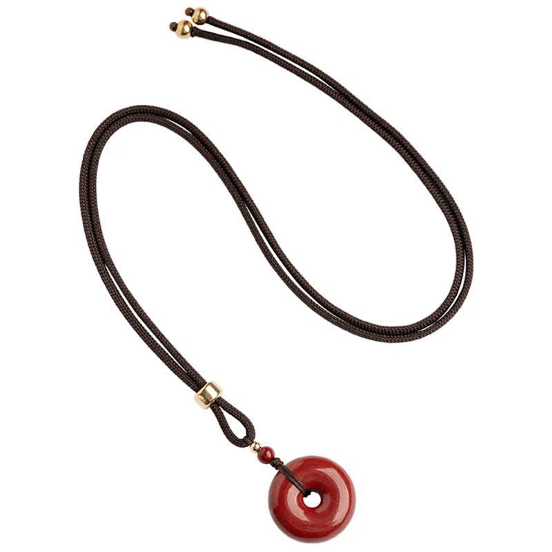 Buddha Stones Cinnabar Peace Buckle Calm Blessing Necklace Pendant (Extra 35% Off | USE CODE: FS35)
