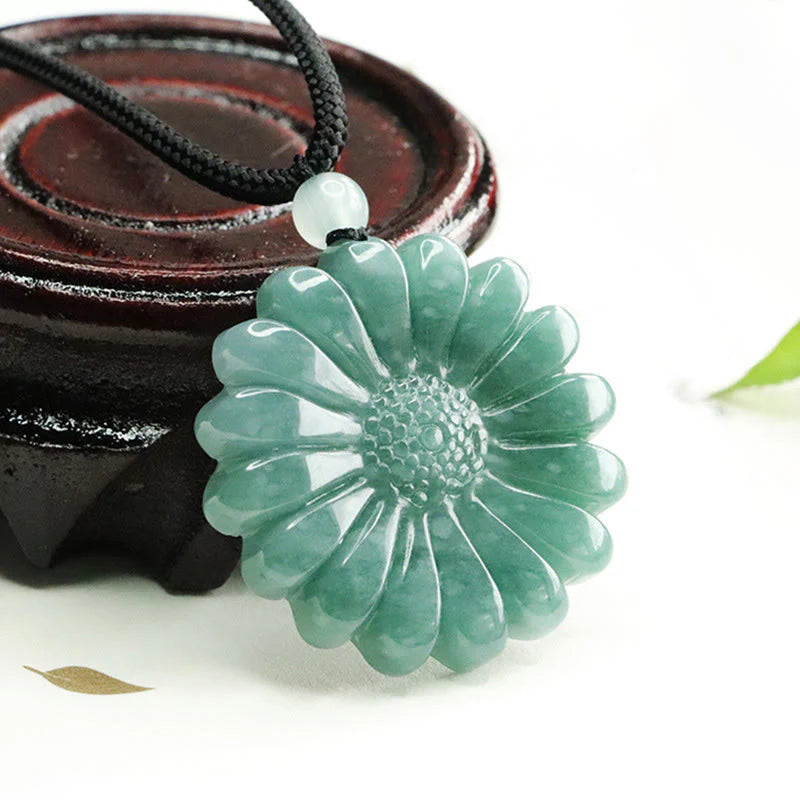 Buddha Stones Sunflower Jade Abundance Necklace Pendants