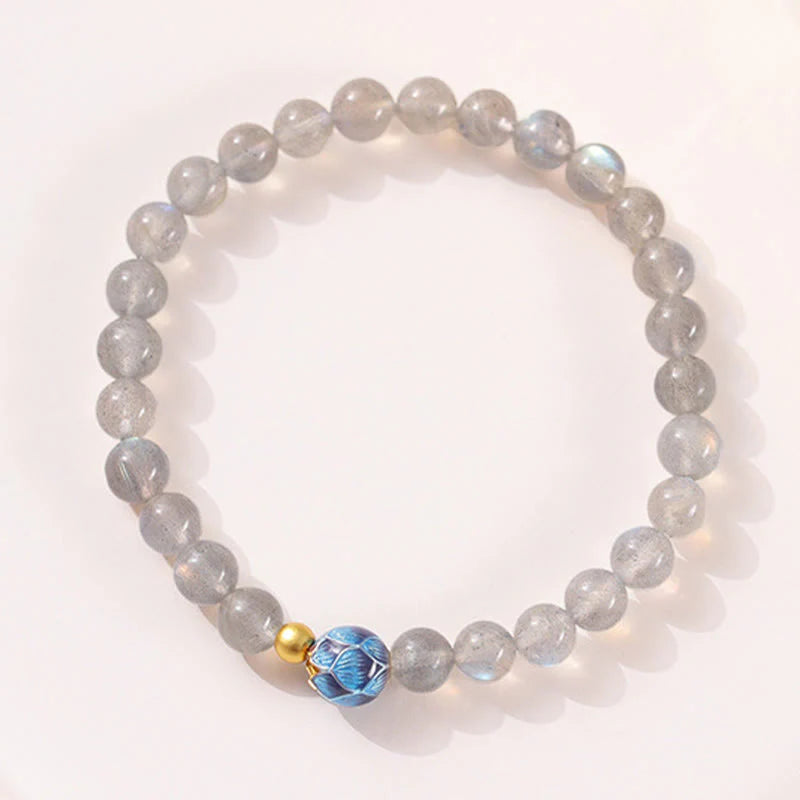 Buddha Stones Natural Moonstone Lotus Love Charming Bracelet