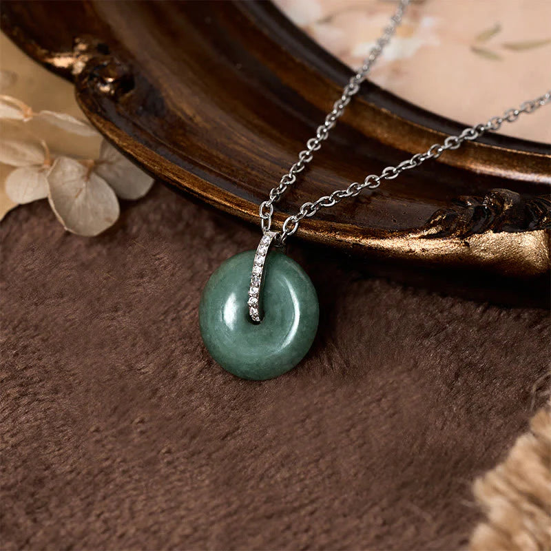Buddha Stones FOR DEAREST MOTHER Peace Buckle Jade 925 Sterling Silver Luck Necklace Pendants Includes Gift Message Card