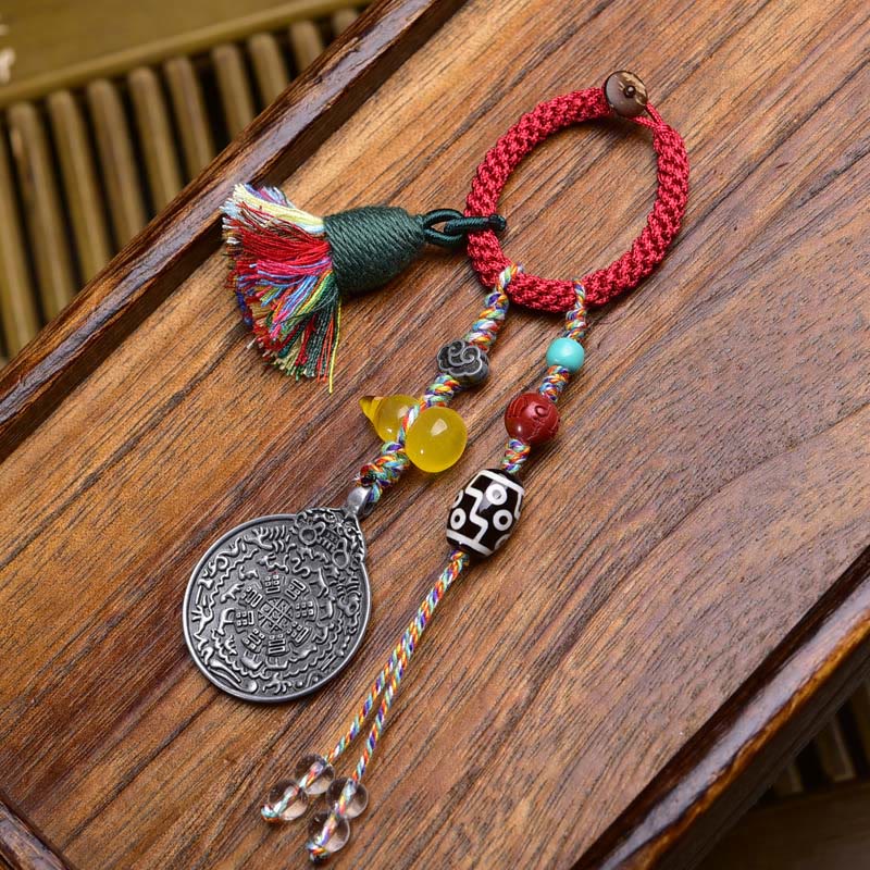 Buddha Stones Chinese Zodiac Nine Palaces Eight Diagrams Buddha Dzi Bead Serenity Key Chain