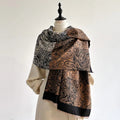 Buddha Stones Winter Thermal Color Matching Paisley Vines Pattern Tassel Cozy Scarf Shawl