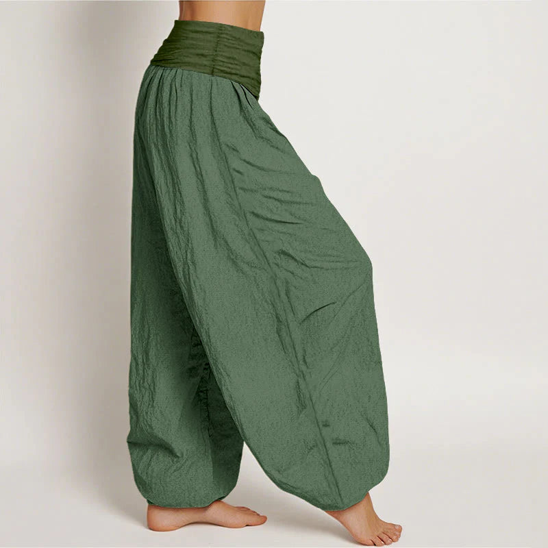 Buddha Stones SeaGreen Women's Pure Cotton Elastic Waist Harem  Pants