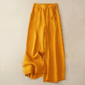 Buddha Stones Casual Solid Color One Button Women's Capri Wide Leg Pants With Pockets
