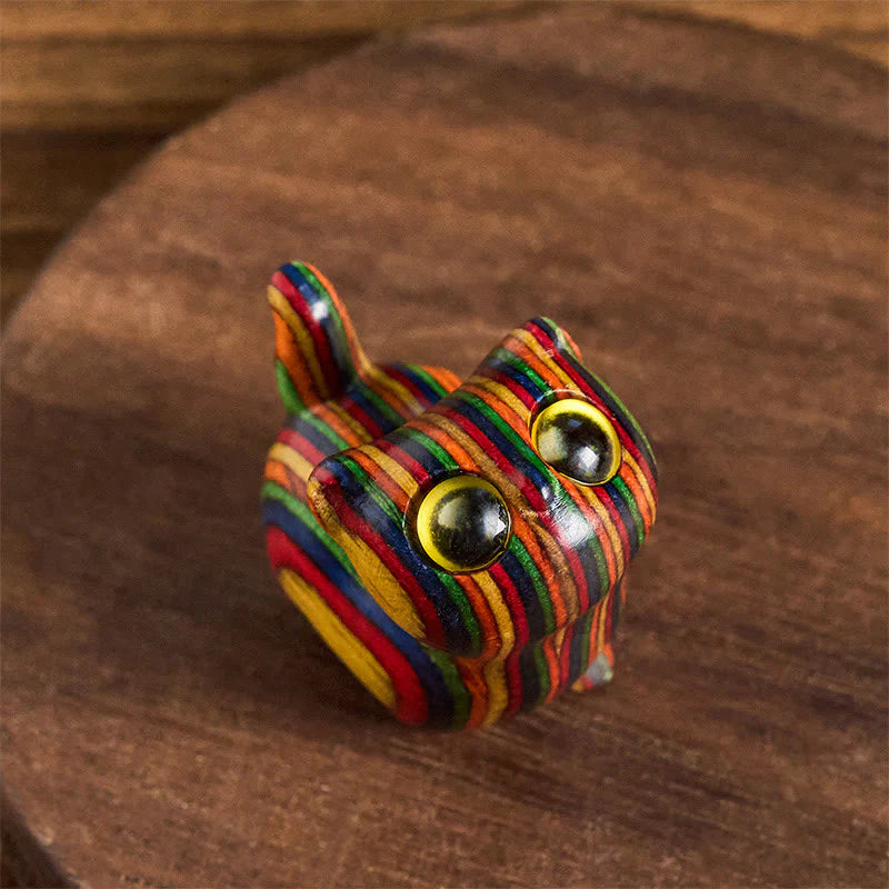 Buddha Stones Carved Cute Kitten Rainbow Eucalyptus Reduce Stress Decoration