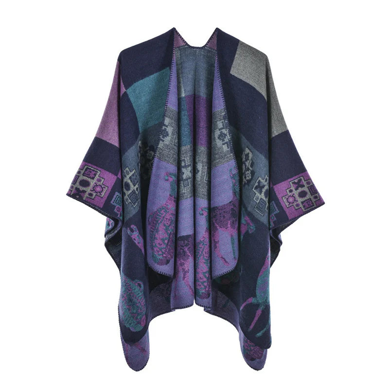 Buddha Stones Tibetan Shawl Deer Vase Geometric Shapes Winter Cozy Travel Scarf Wrap