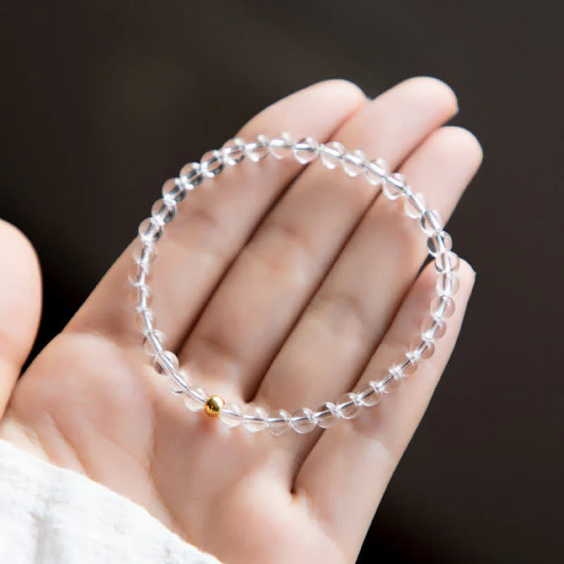 Buddha Stones Natural 4mm Clear Quartz Meditation Bracelet