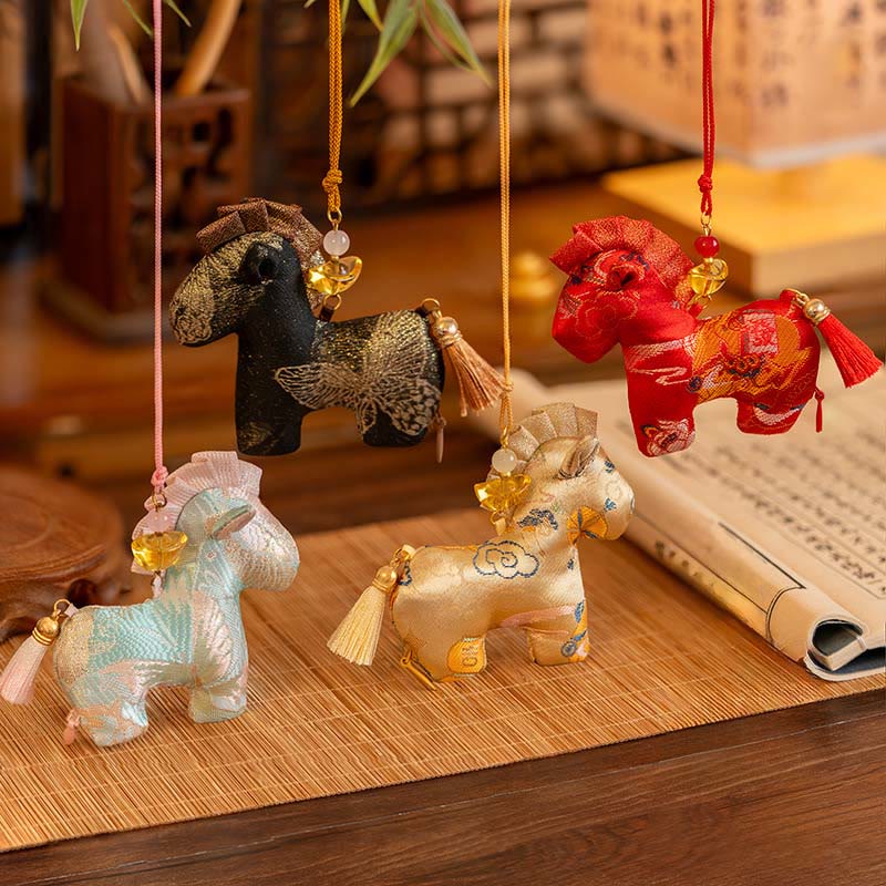 Buddha Stones Year Of The Horse Red String Tassel Embroidery Hanging Decoration
