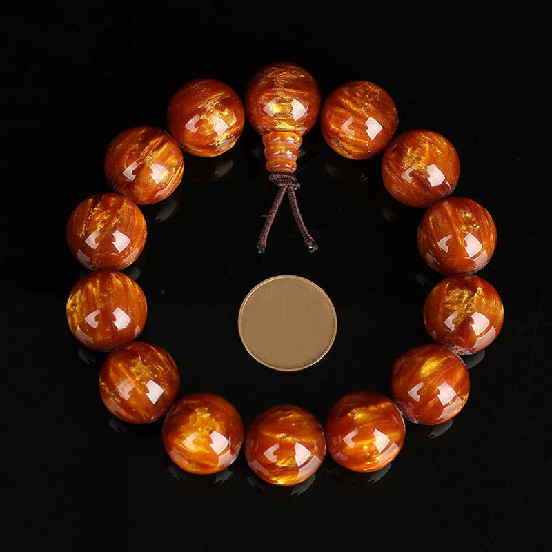 Buddha Stones Golden Sea Willow Success Positive Bracelet Mala