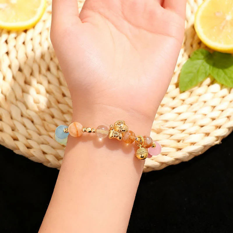 Buddha Stones Year Of The Horse Citrine Amethyst Various Crystals Protection Bracelet