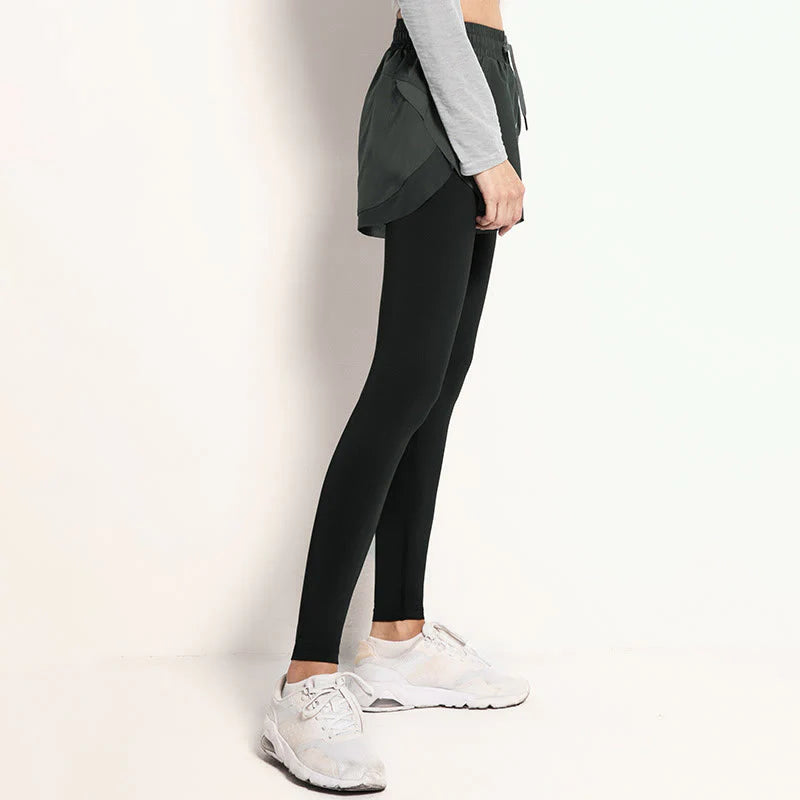 Buddha Stones 2 In 1 Sports Tights Outdoor Fitness Women's Leggings Yoga Pants