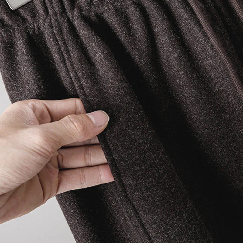 Buddha Stones Plain Cotton Lace-Up Design Thick Women's Pants With Pockets