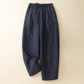 Buddha Stones Winter Lines Elastic Waist Drawstring Cotton Thermal Women's Pants With Zipper Pockets
