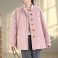 Buddha Stones Women's Winter Chinese Frog-Button Long Sleeve Cotton Thicken Jacket With Pockets