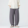 Buddha Stones Spring Pure Color Men's Cotton Drawstring Pants With Pockets
