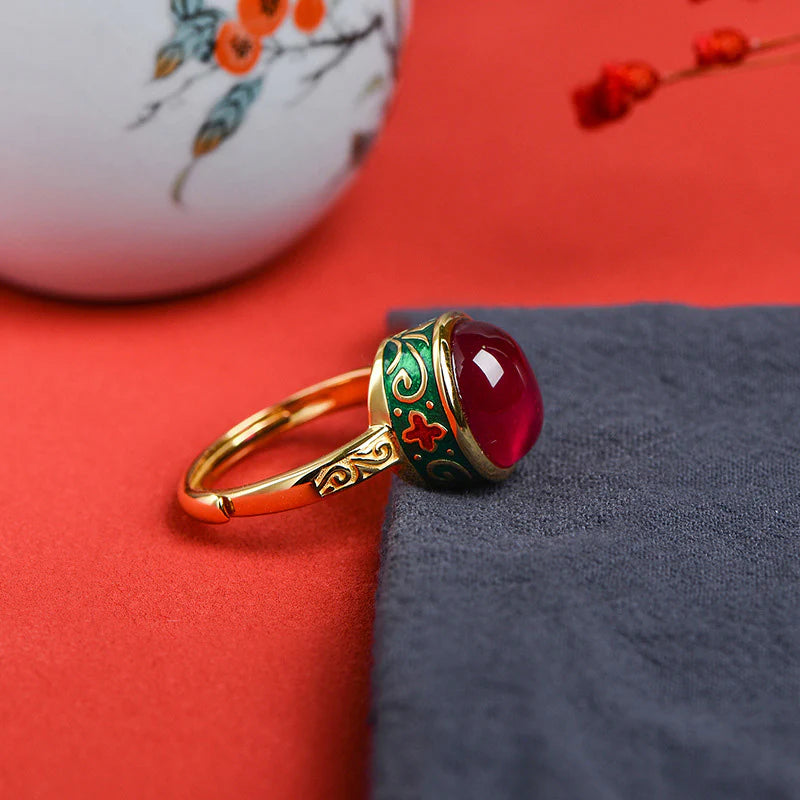 925 Sterling Silver Red Corundum Courage Ring (Extra 30% Off | USE CODE: FS30)