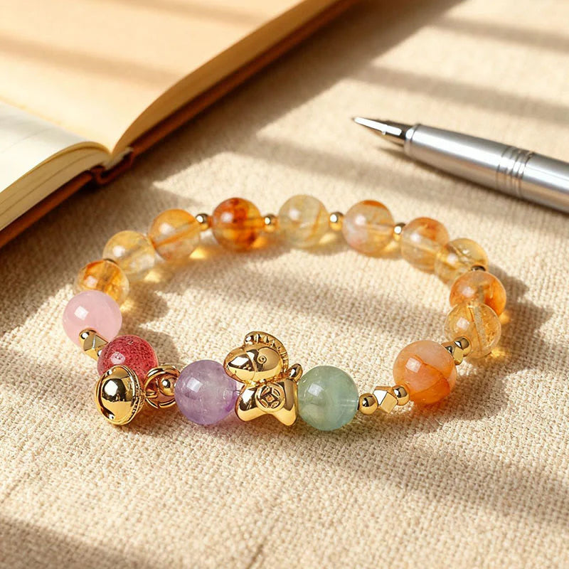Buddha Stones Year Of The Horse Citrine Amethyst Various Crystals Protection Bracelet