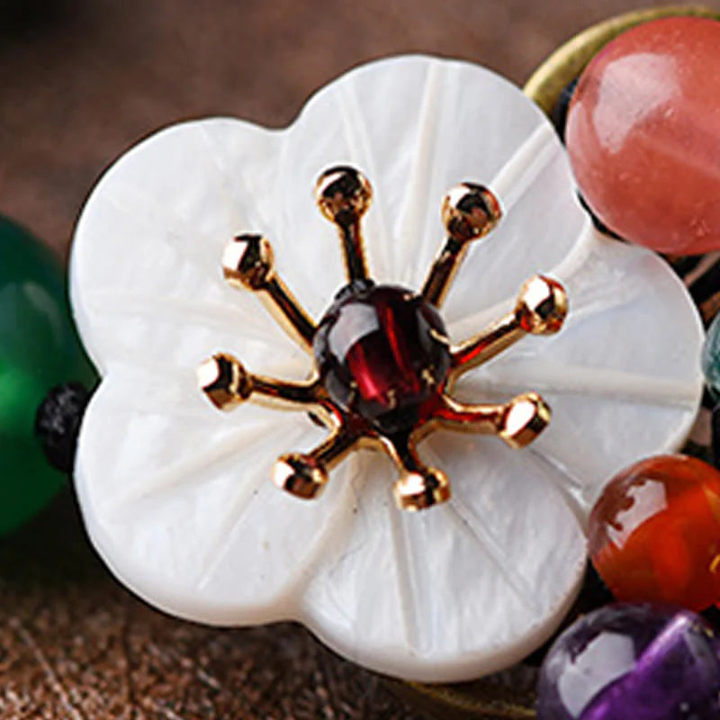 Buddha Stones Agate Shell Flower Support Bracelet