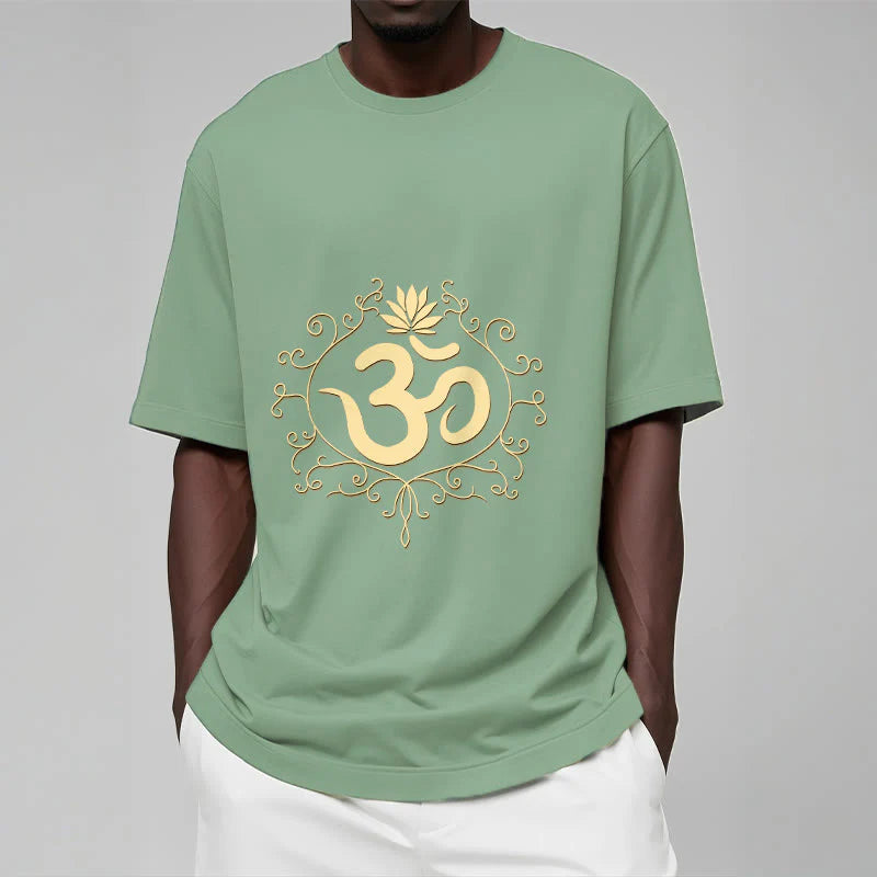 Buddha Stones Om Symbol Vines Lotus Flower Tee T-shirt