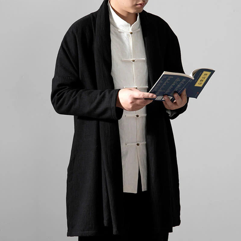 Buddha Stones Fall Simple Cotton Fleece Lined Men's Mid-length Coat Clothing (Extra 30% Off | USE CODE: FS30)
