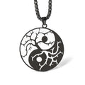 Buddha Stones Branches Hollow Yin Yang Design Stainless Steel Balance Necklace Pendant