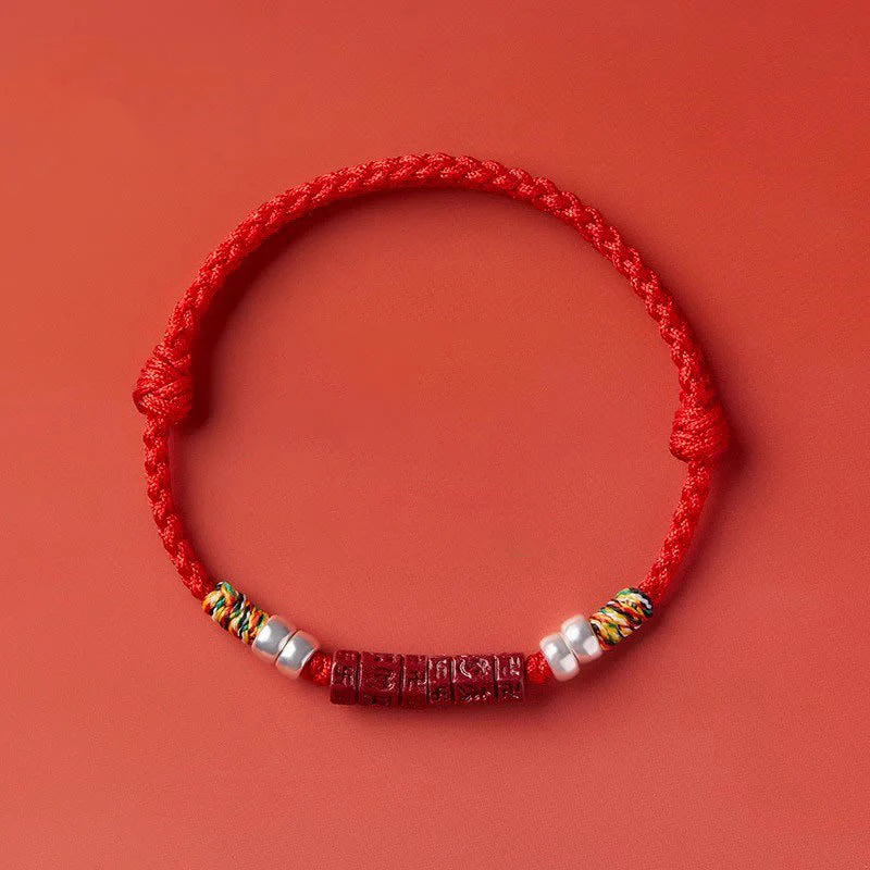 Buddha Stones 925 Sterling Silver Om Mani Padme Hum Cinnabar Blessing Child Adult Bracelet