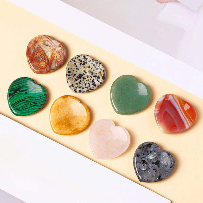 FREE Today: Positive and Motivation Heart Worry Stone Opal Rose Quartz Crystal Decor 4*4*0.7cm