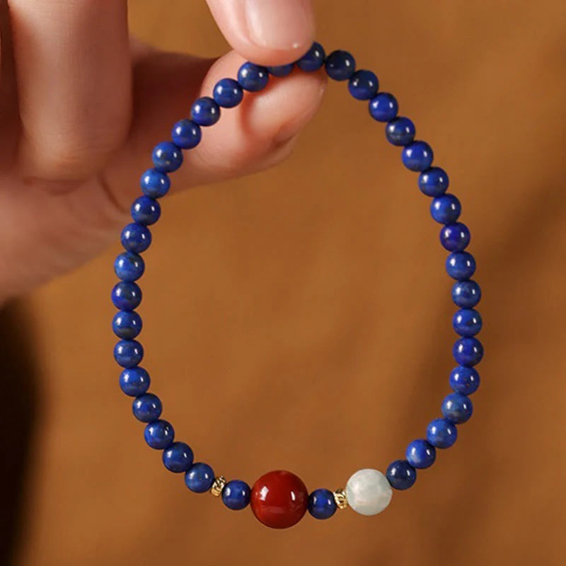 Buddha Stones Small Lazurite Agate Ultra-thin Beads Positive Bracelet