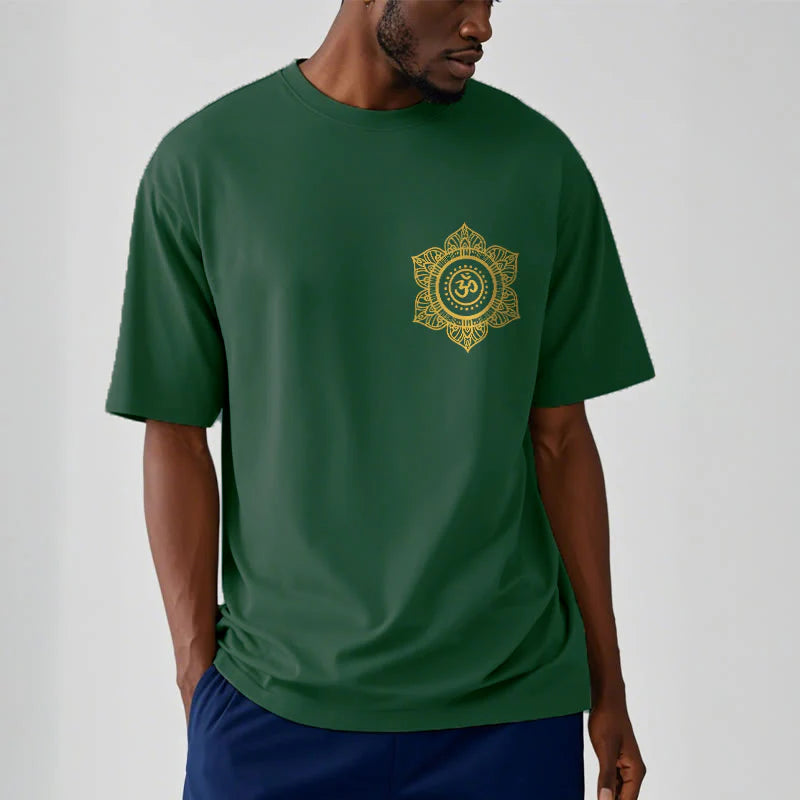 Buddha Stones Golden Mandala OM Pattern Tee T-shirt