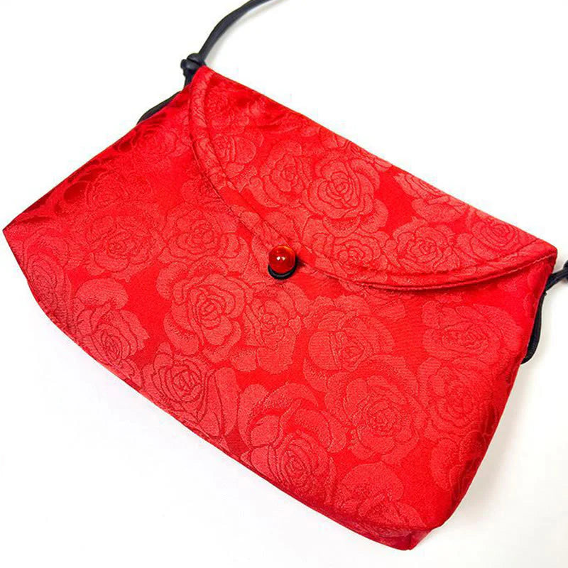 Buddha Stones Retro Flowers Pattern Polyester Cotton Embroidery Crossbody Bag Hangbags