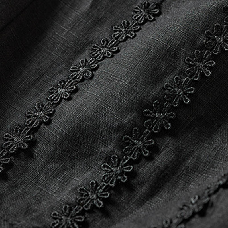 Buddha Stones Summer Small Flower Embroidery  Harem Pants With Pockets