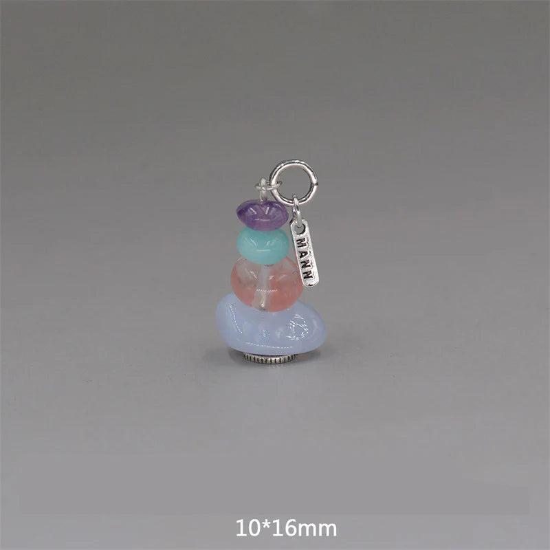 Buddha Stones Zen Cairn Labradorite Various Crystals Calm Pendant Necklace