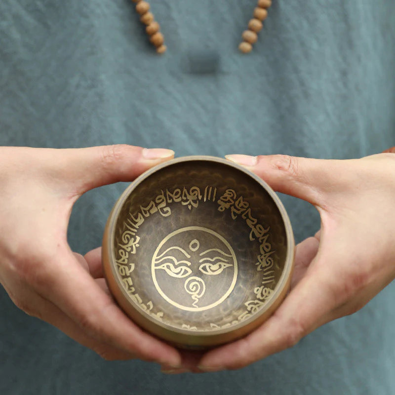 Buddha Stones Tibetan Sound Bowl Handcrafted for Yoga and Meditation Singing Bowl Set