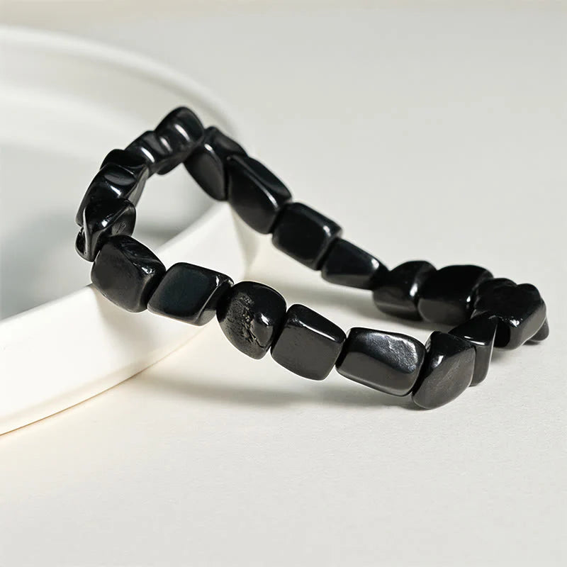 Buddha Stones 8mm Natural Authentic Shungite Stone Protection Beaded Bracelet