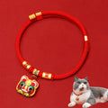 Buddha Stones Red String Plaited Embroidery Tiger Fu Character Protection Adjustable Cats Dogs Pet Collar