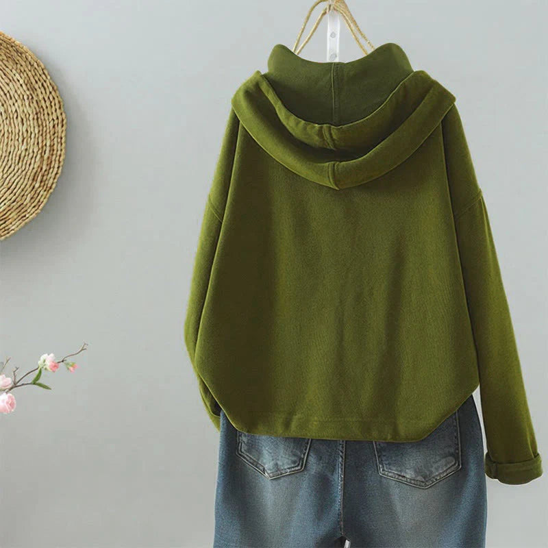 Buddha Stones Solid Color Buttons Down Decorative Pocket Women's Long Sleeve Cardigan