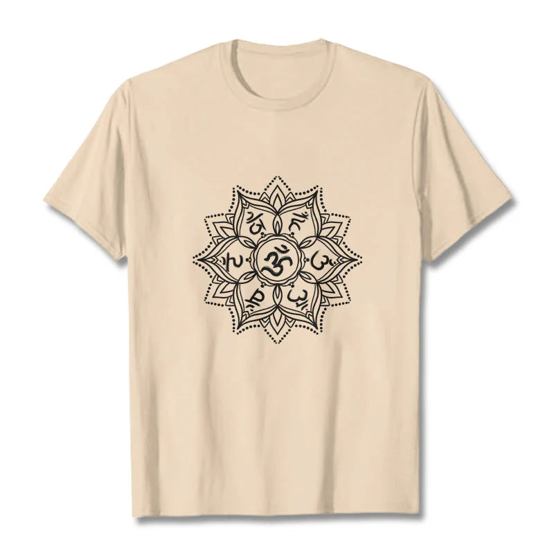 Buddha Stones Mandala Flower Om Mani Padme Hum Sanskrit Mantra Tee T-shirt