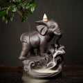Buddha Stones Tibetan Elephant Purple Clay Backflow Smoke Fountain Peace Healing Incense Burner Decoration