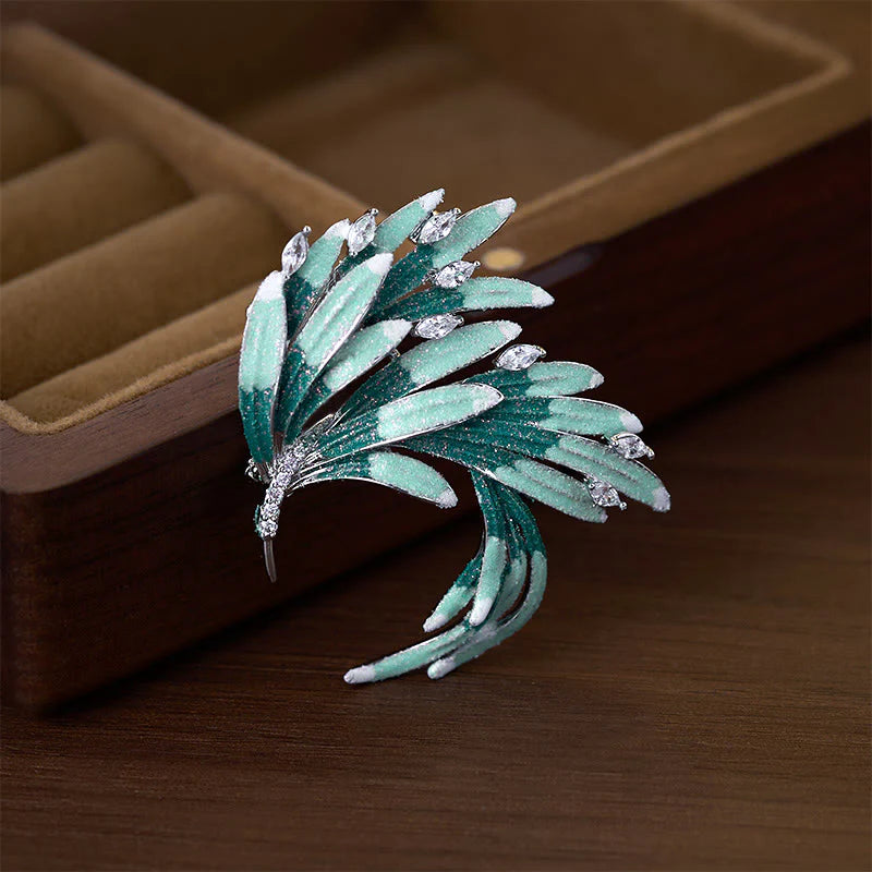 Buddha Stones Phoenix Feather Strength Copper Brooch