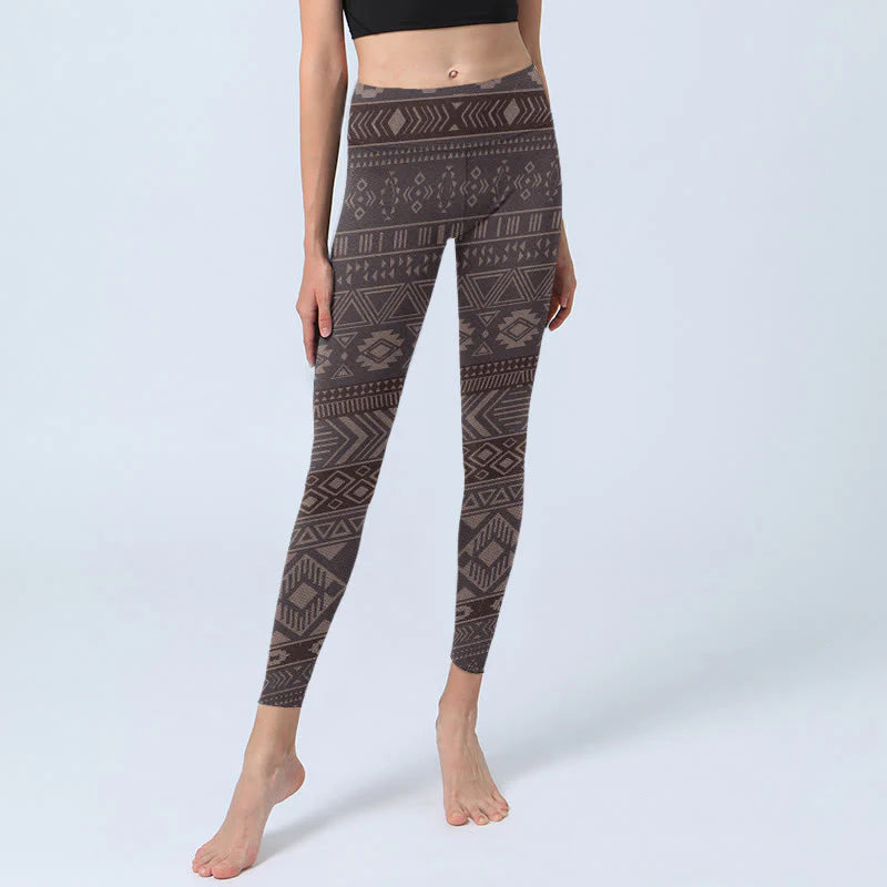 Buddha Stones Ethnic Geometric Pattern Print Gym Leggings Women's Yoga Pants