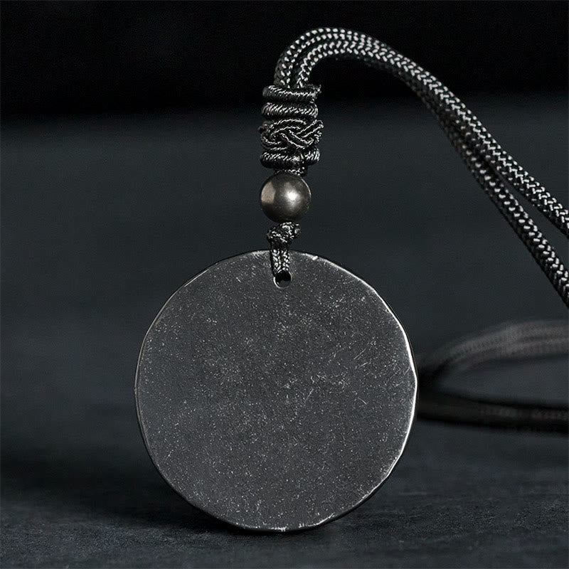 Buddha Stones Circle Simple Design Authentic Shungite Stone Protection Necklace Pendant