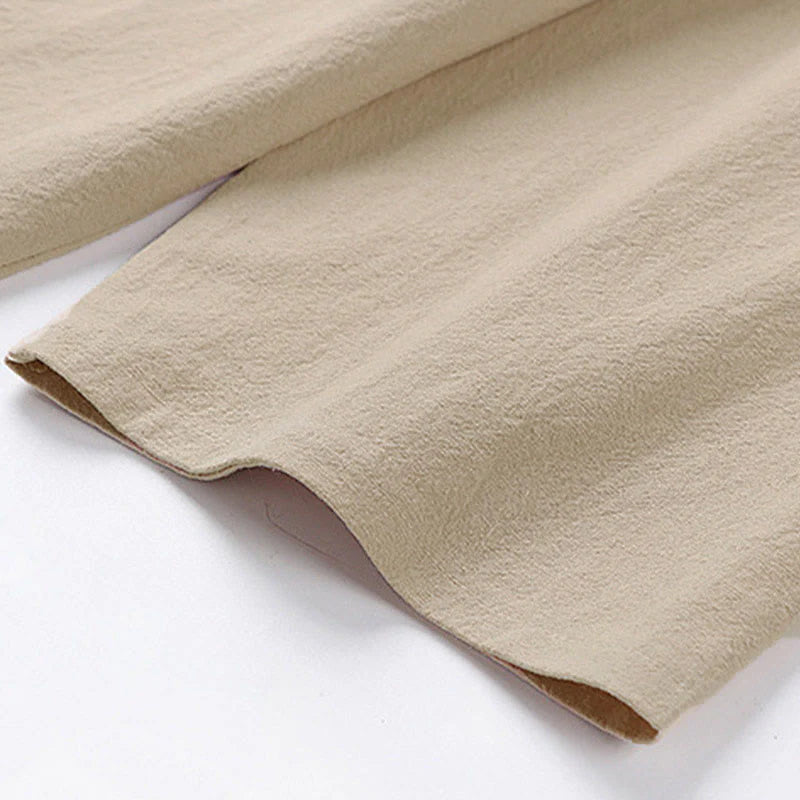 Buddha Stones Summer Casual Crew Neck Men's Half Sleeve Cotton Linen T-Shirt