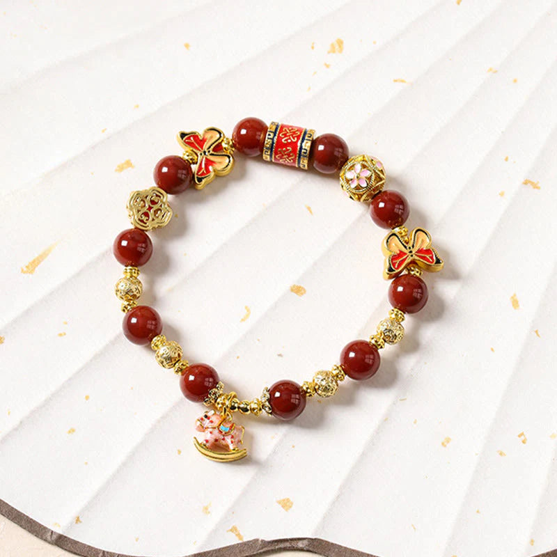 Buddha Stones Year Of The Horse South Red Agate Sun Stone Tourmaline Success Bracelet